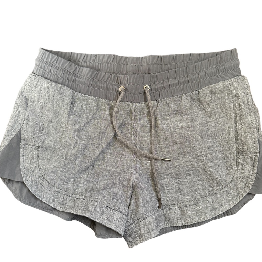 Athleta grey drawstring waist linen shorts - Picture 1 of 5